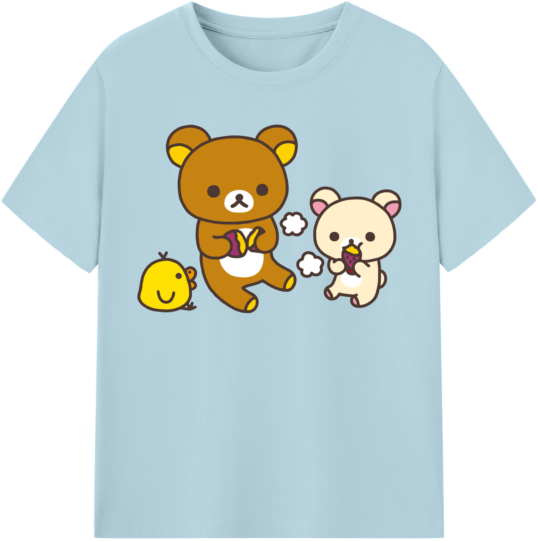 （画像用） リラックマ リラックマ キイロイトリ Rilakkuma Korilakkuma Kiiroitori 綿100％半袖Tシャツ（フロントプリント）
